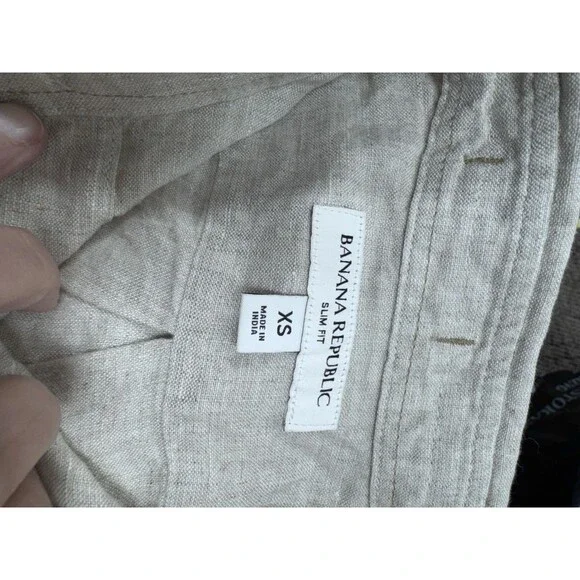 Banana Republic Slim-Fit Linen Shirt Natural Beige Classic Size XS Long Sleeve - Picture 7 of 11